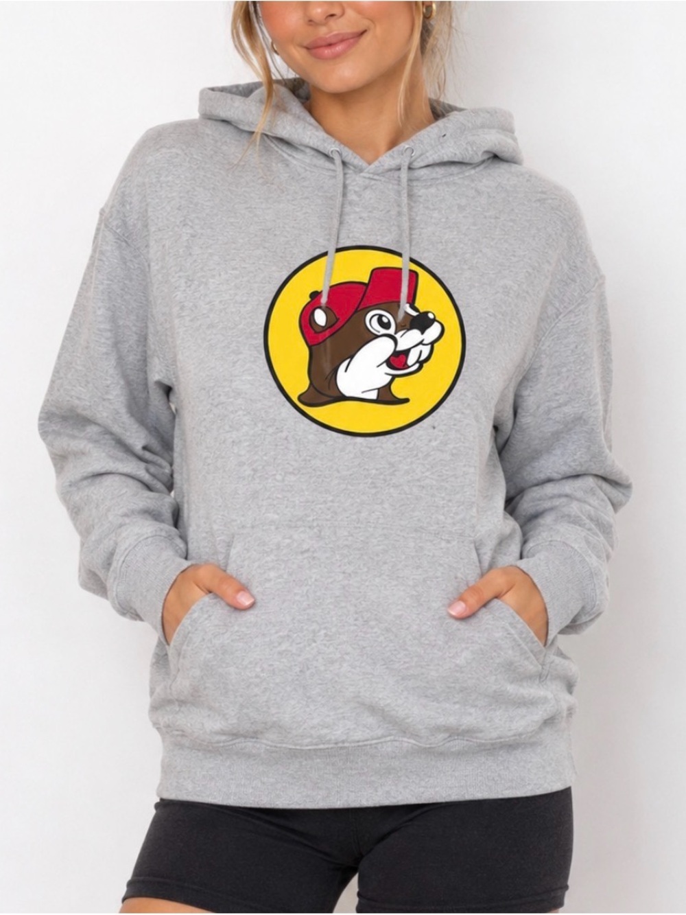 BUKEE's Gray Hoodie with Buc-ee's Beaver Logo NWOT SZ MD pullover graphic SZ MD